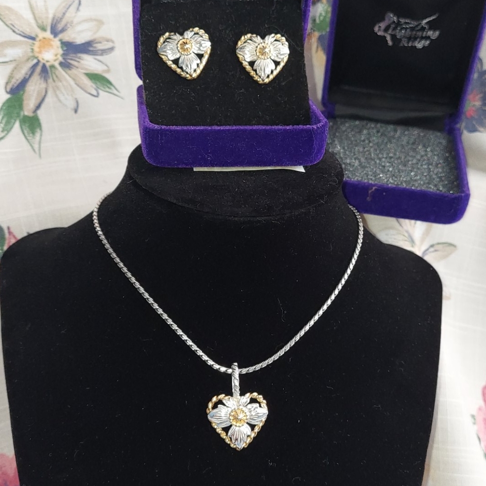 NWB Lightning Ridge Pendant/Earrings Set